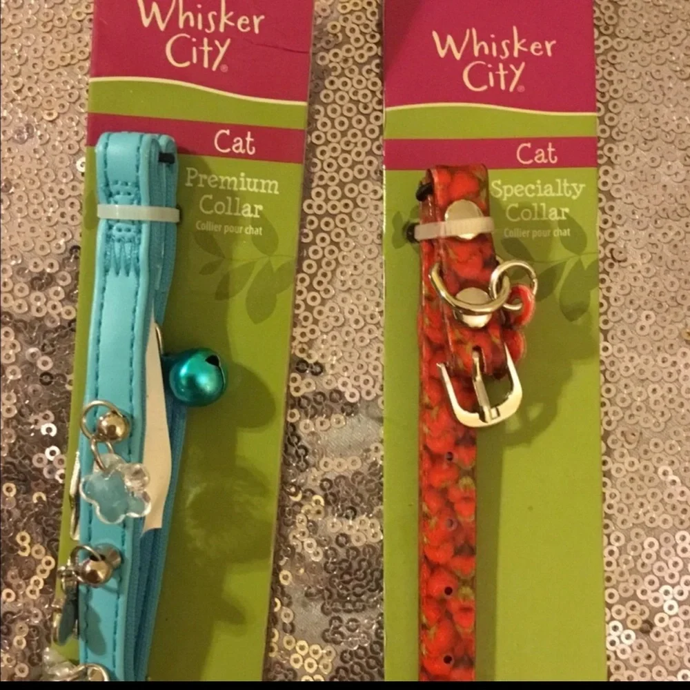 ✔️🌸Ⓜ️Whisker City brand bundle of two colorful NWT cat collars